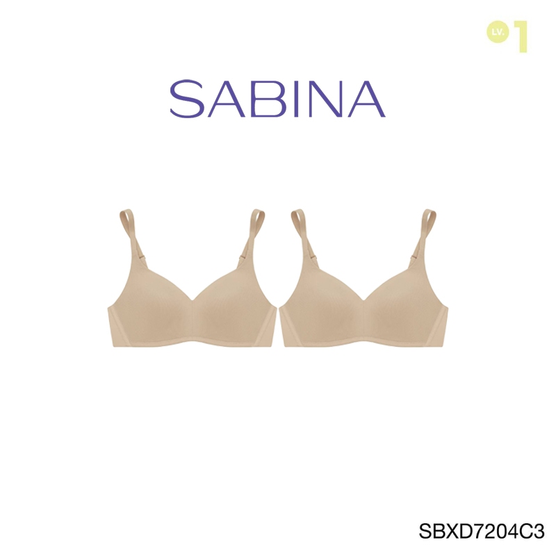[Online Exclusive] (Set 2 ชิ้น) Sabina Perfect Bra Level 1 เสื้อชั้นใน ไร้ตะเข็บ ไร้โครง รหัส SBXD7204C3 - สีเนื้อเข้ม