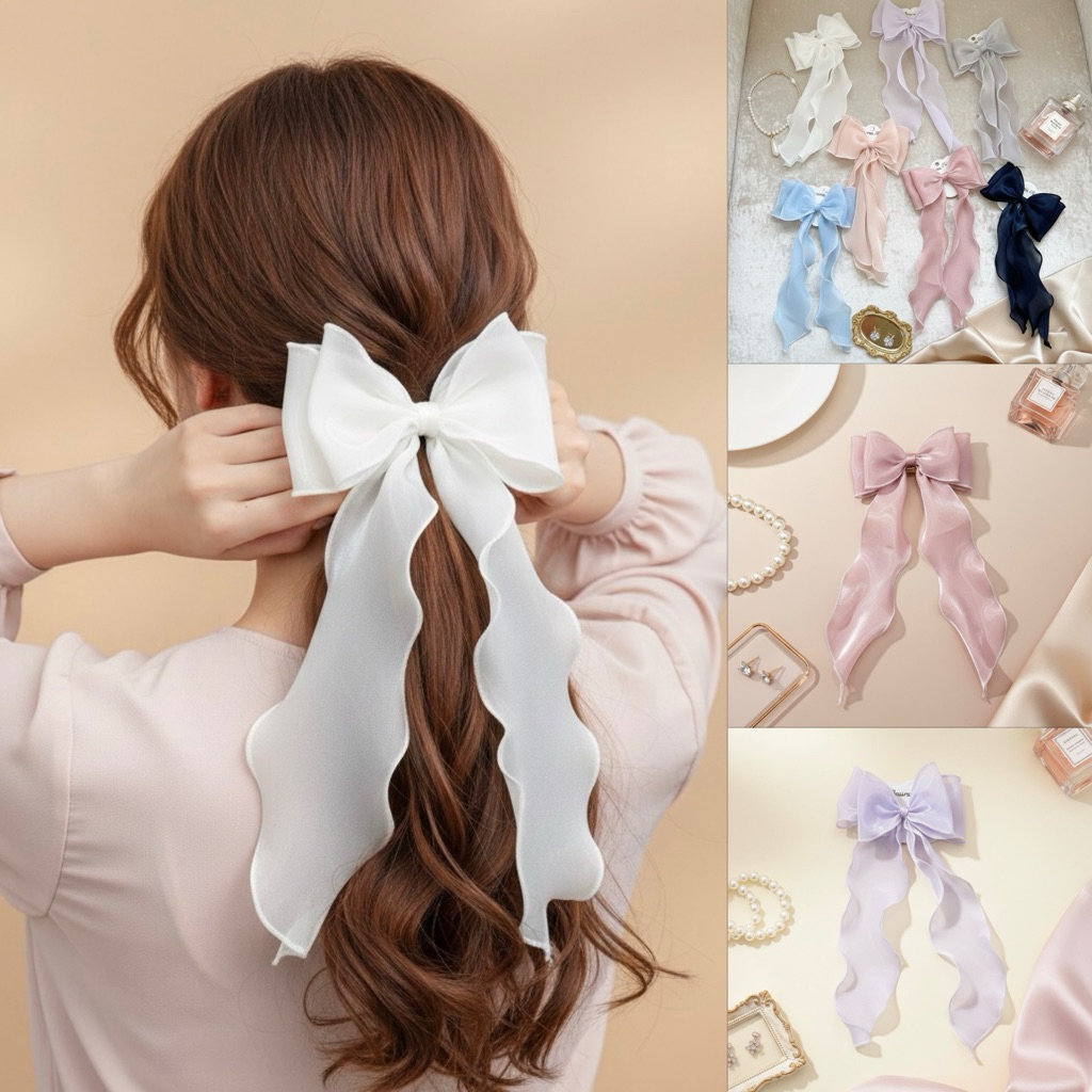 [Mimmuffin] โบว์ติดผม กิ๊บติดผมโบว์ โบว์ผูกผมออกงาน ribbon bow hair bow clip