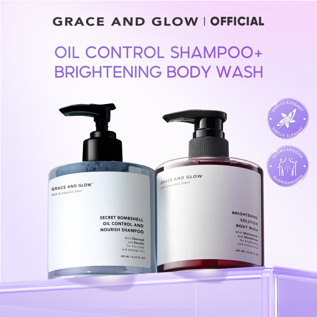 【เซตคู่ผิวใส ผมหอม】 Grace and Glow แชมพูสระผม กลิ่น Secret Bombshell + ครีมอาบน้ำ