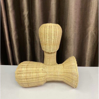 ที่ตั้งวิก ที่ตั้งหมวก หัวหุ่นหวายแท้ใส่วิกผม หุ่นใส่หมวกความสูงรวม 35 CM หัวหวายใส่หมวกโชว์ทำจากเส้นหวายสวยงามพร้อมส่ง