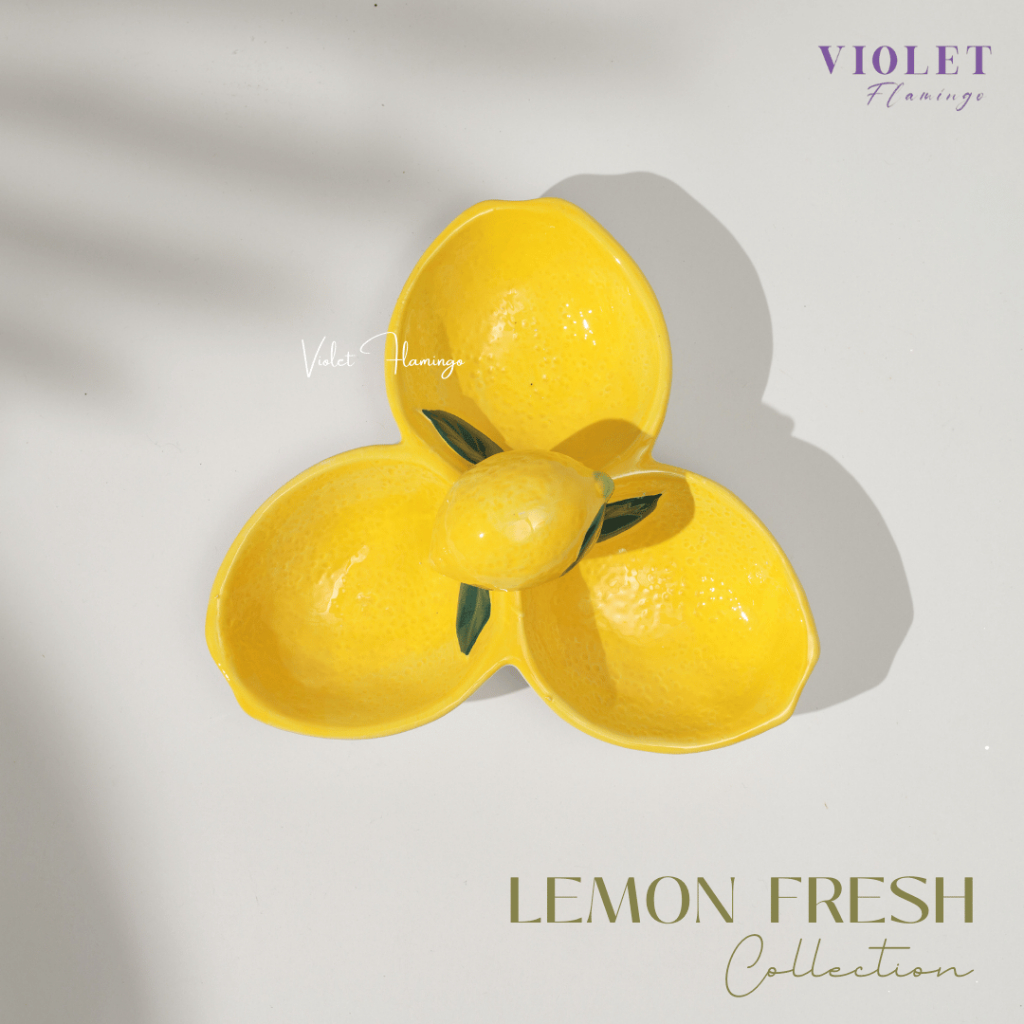 Violet Flamingo จานชามเซรามิค เลมอน ดีไซน์น่ารัก 🍋 Lemon Fresh Collection ชุดจานชาม ของขวัญ ของใช้ในบ้าน คาเฟ่ รูปที่ 8