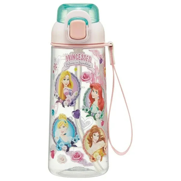 One-Push Straw Bottle Water Bottle 630ml Transparent PSHPO6 Disney Princess