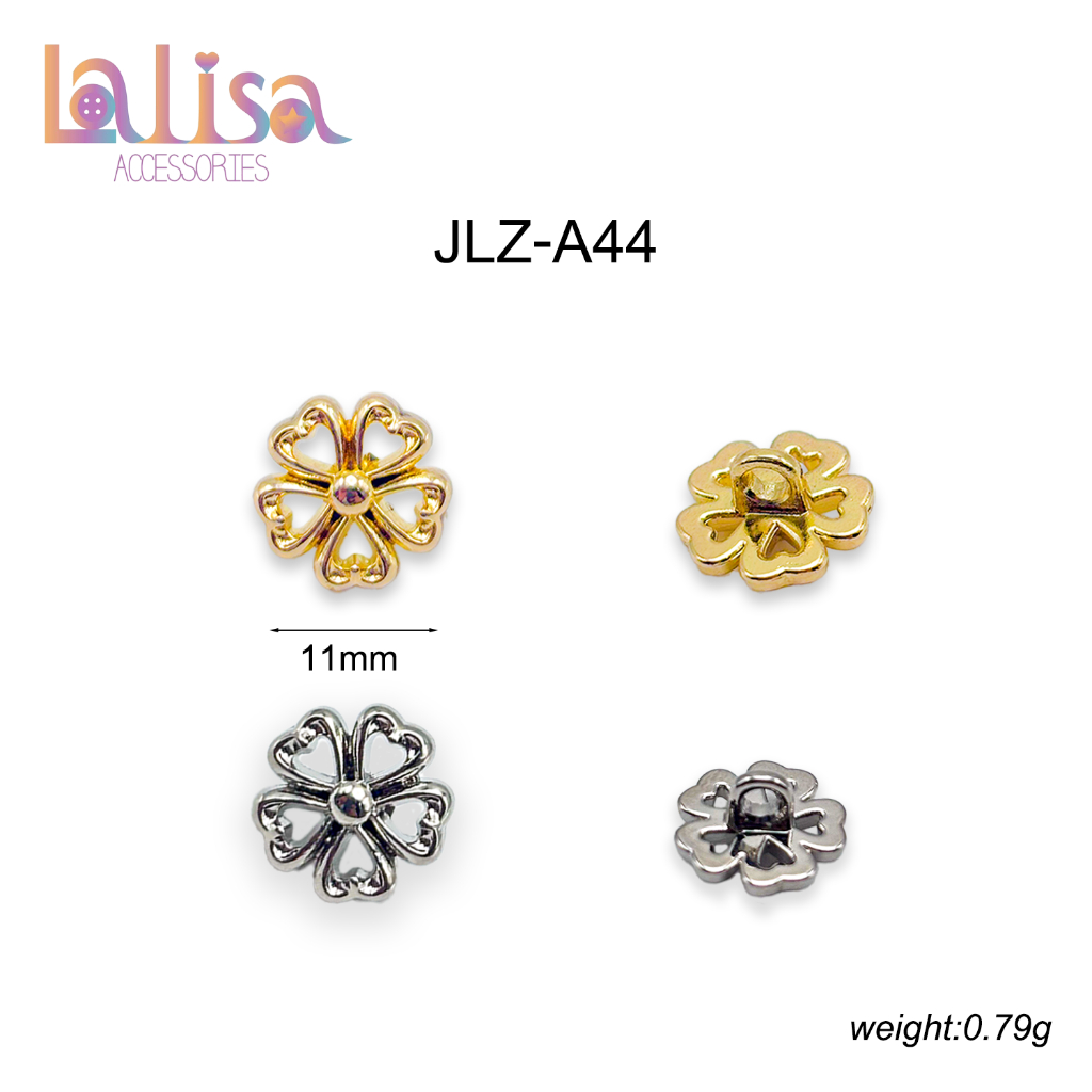 กระดุมโลหะ รูปดอกไม้ ขนาดเล็ก11mm. สำหรับตกแต่งเสื้อผ้า  Alloy Button (B-1-E2,JLZ-A44)