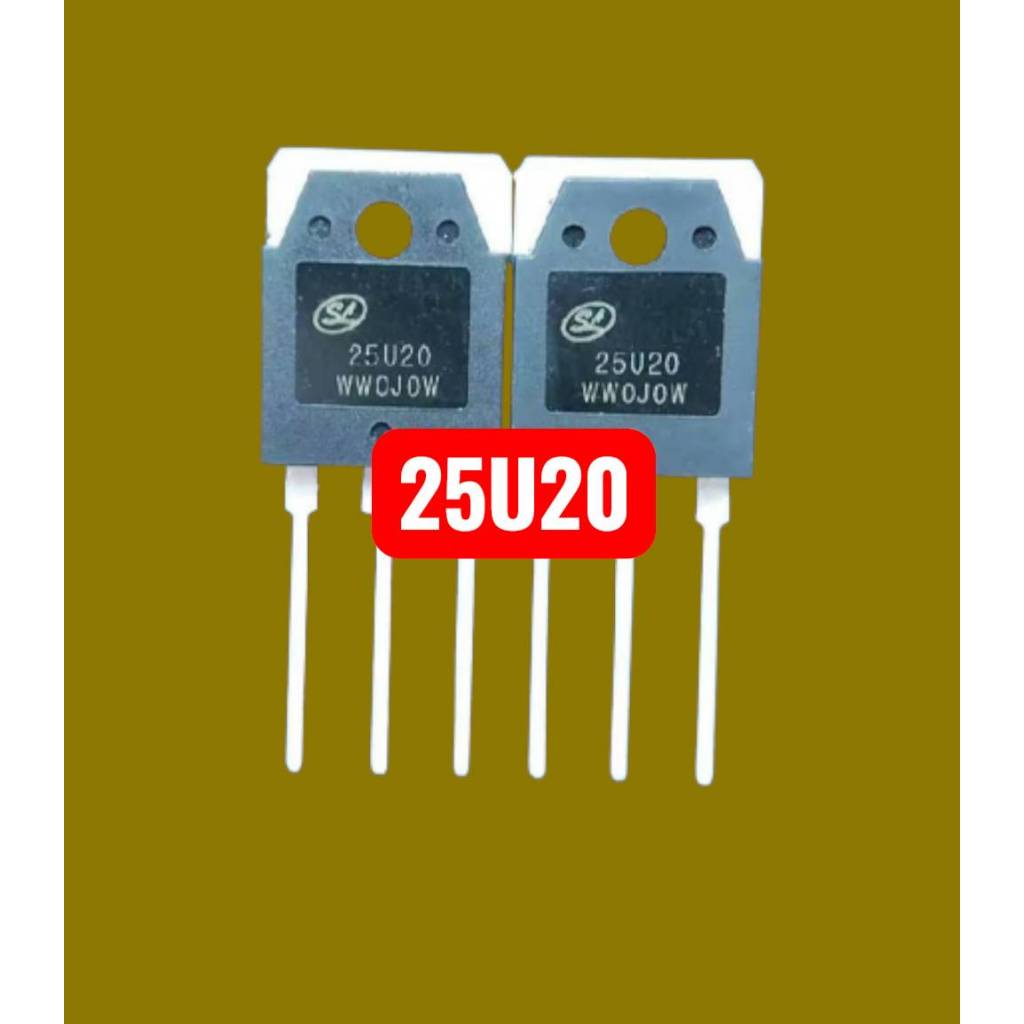 0001467ไดโอด 25U20  TO3P 25A อะไหล่อิเล็กทรอนิกส์ จำนวน 1  ตัว