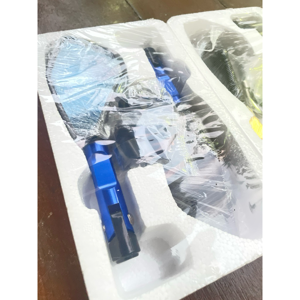 กระจกทรงห้าเหลี่ยม ขาสั้น ใส่ได้ทุกรุ่น  กระจก​ 5 เหลี่ยม งาน​ CNC มิเนียมทั้งตัว(1คู่)กระจก cnc  กระจกสีฟ้าตัดแสง - รูปที่ 5