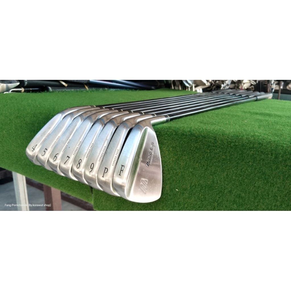 ไม้กอล์ฟมือสอง ชุดเหล็ก Mizuno E-10 FORGED -เหล็ก 4-5-6-7-8-9-P-F 8ชิ้น.-ก้านกราไฟต์. Flex.R 60g 
-ก