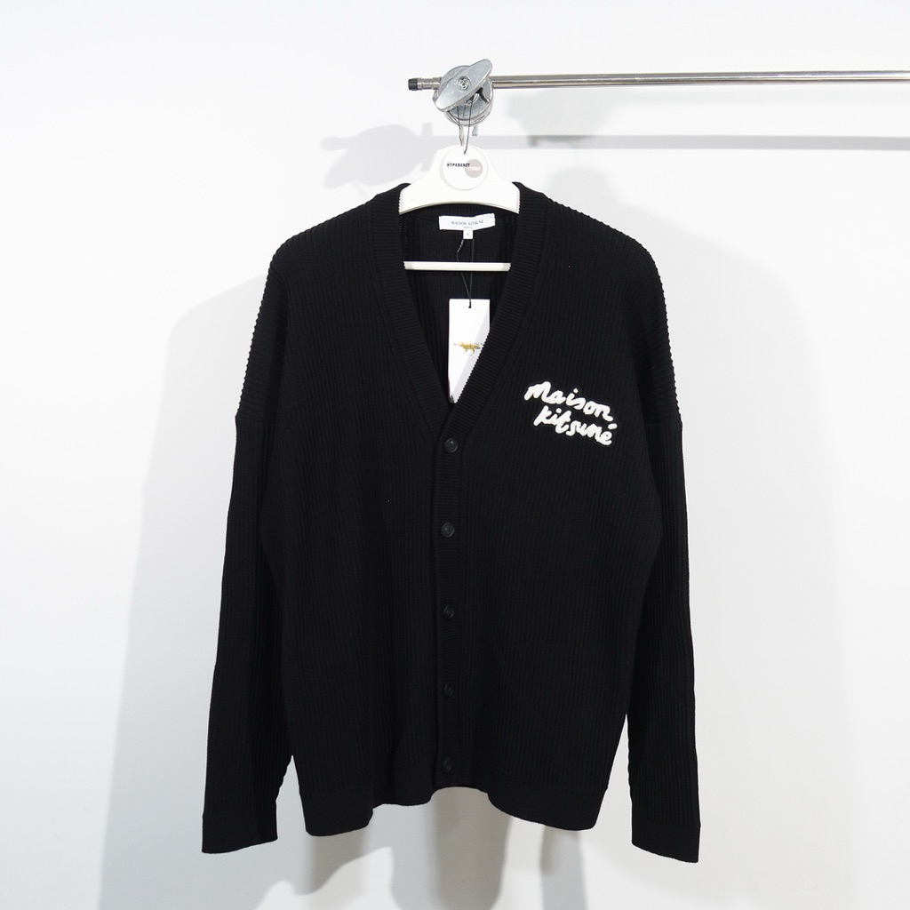 Maison Kitsune handwriting comfort ribbed cardigan