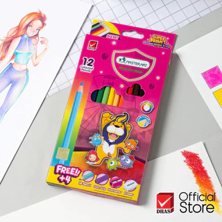 [ยกแพ็ค 12 กล่อง] Master Art สีไม้ ดินสอสีไม้ แท่งยาว 12 สี รุ่นซุปเปอร์ไบรท์ จำนวน 12 กล่อง
