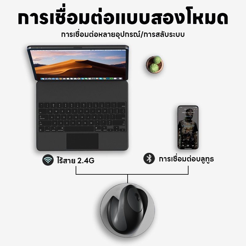 Ergonomic เมาส์ไร้สายแนวตั้ง 3 ปุ่มเมาส์สําหรับเล่นเกม RGB 1200 DPI Optical เม้าส์สําหรับแล็ปท็อปพีซี รูปที่ 6
