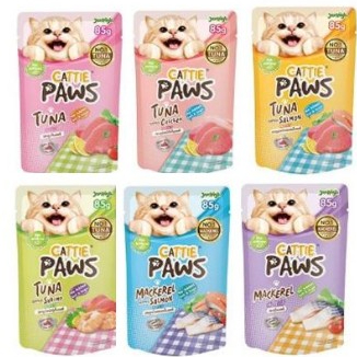 สูตรใหม่ 1ซอง อาหารแมว Cattie Paws น้ำหนัก 85 กรัมต่อซอง อาหารเปียก*โปรดอ่านรายละเอียดก่อนสั่งซื้อ