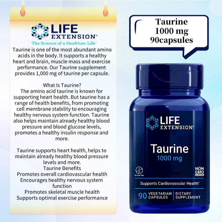 Encourages healthy nervous system function Life Extension Taurine 1000 mg
