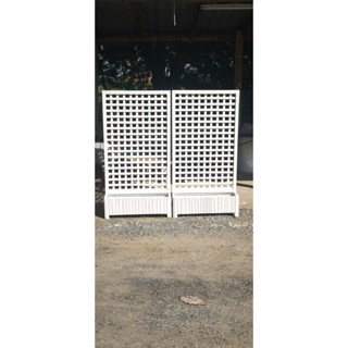 กระถางต้นไม้พร้อมระแนงไม้  ฉากกั้นพื้นที่ ตกแต่ง  งานไม้สักแ…