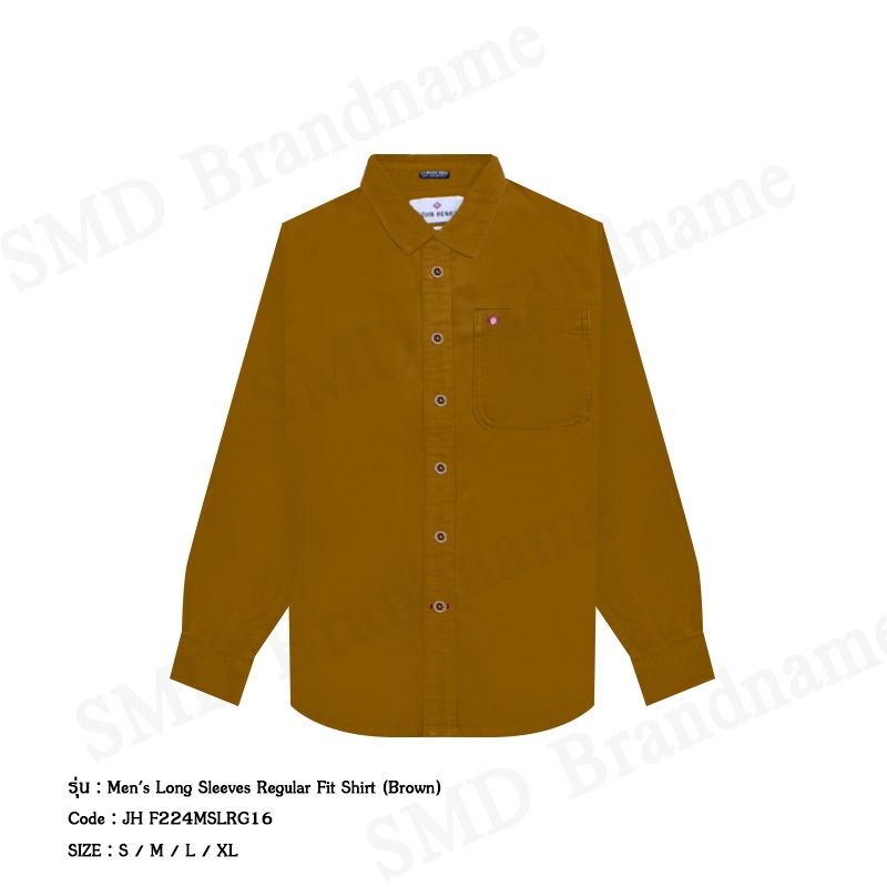John Henry เสื้อเชิ้ตแขนยาว รุ่น Men's Long Sleeves Regular Fit Shirt (Brown) Code: JH F224MSLRG16