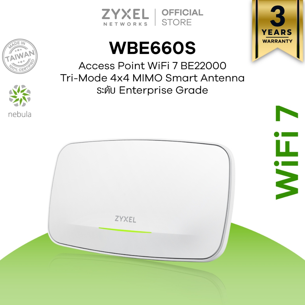 ZYXEL WBE660S ตัวขยายสัญญาณ WiFi 7 BE22000 Access Point  ความเร็วสูงสุด 22 Gbps Enterprise-grade