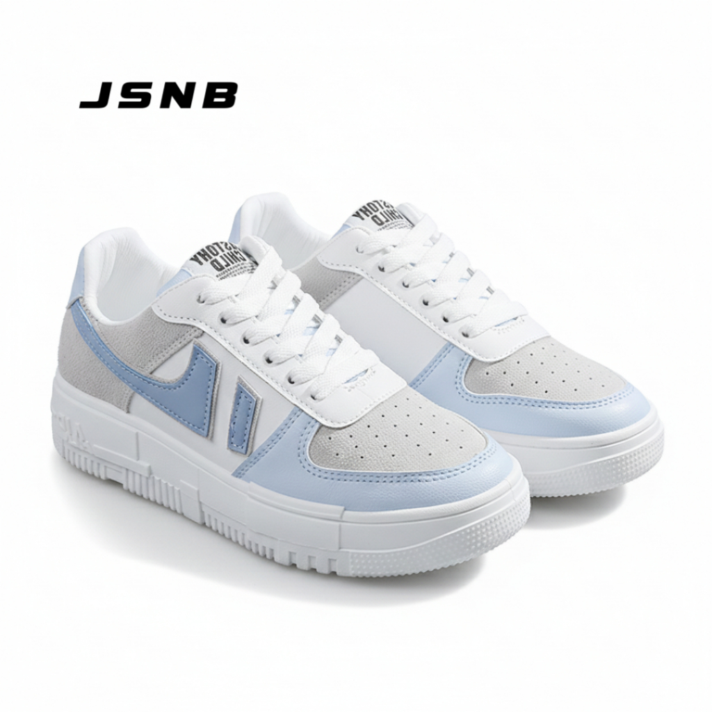 JSNB ส่งฟรี รองเท้าผ้าใบแฟชั่น พร้อมส่ง รองเท้าผ้าใบแนวสตรีท มินิมอล พื้นหนานุ่ม น้ำหนักเบา [LN1818]