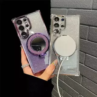 เคสกริตเตอร์ หรูหรา สำหรับ Samsung S26 S26Plus S26Ultra S24Ultra S23Ultra S25Ultra กันกระแทก กระจก แต่งหน้า ตั้งได้ F2
