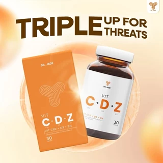[2 แถม 2] DR.JADE วิตามินซี Vit C + D3 + Zinc อาหารเสริม วิตามินซี วิตามินดี3 และซิงก์ เสริมภูมิคุ้มกัน หมอเจด [30 เม็ด]