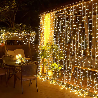 [พร้อมส่ง] ม่านไฟ LED 300 ดวง รีโมตคอนโทรล ขนาด 3 ม. * 3 ม. 8 โหมด สาย USB สำหรับตกแต่งงานแต่งงาน ปาร์ตี้ บ้าน หน้าต่าง