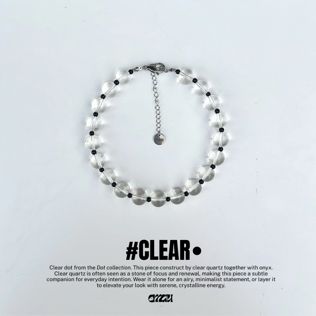 EMAU- ClearDot the Gleam Clear Quartz with Onyx Necklace สร้อยหินควอตซ์ใสสลับหินนิลดำ