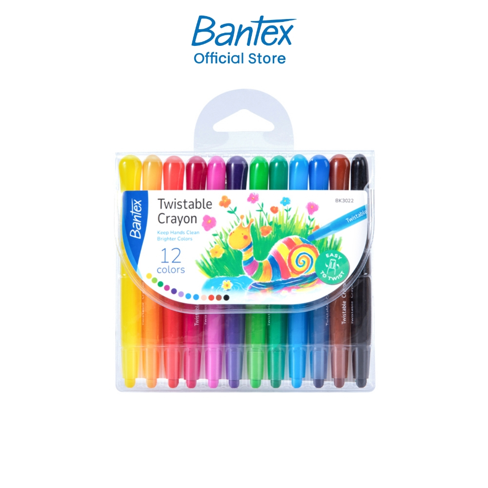 Bantex สีเทียน สีเทียนหมุนไส้ 12/24 สี ด้ามพลาสติก ระบายลื่น ไม่เลอะมือ ไม่หักง่าย Oil pastel