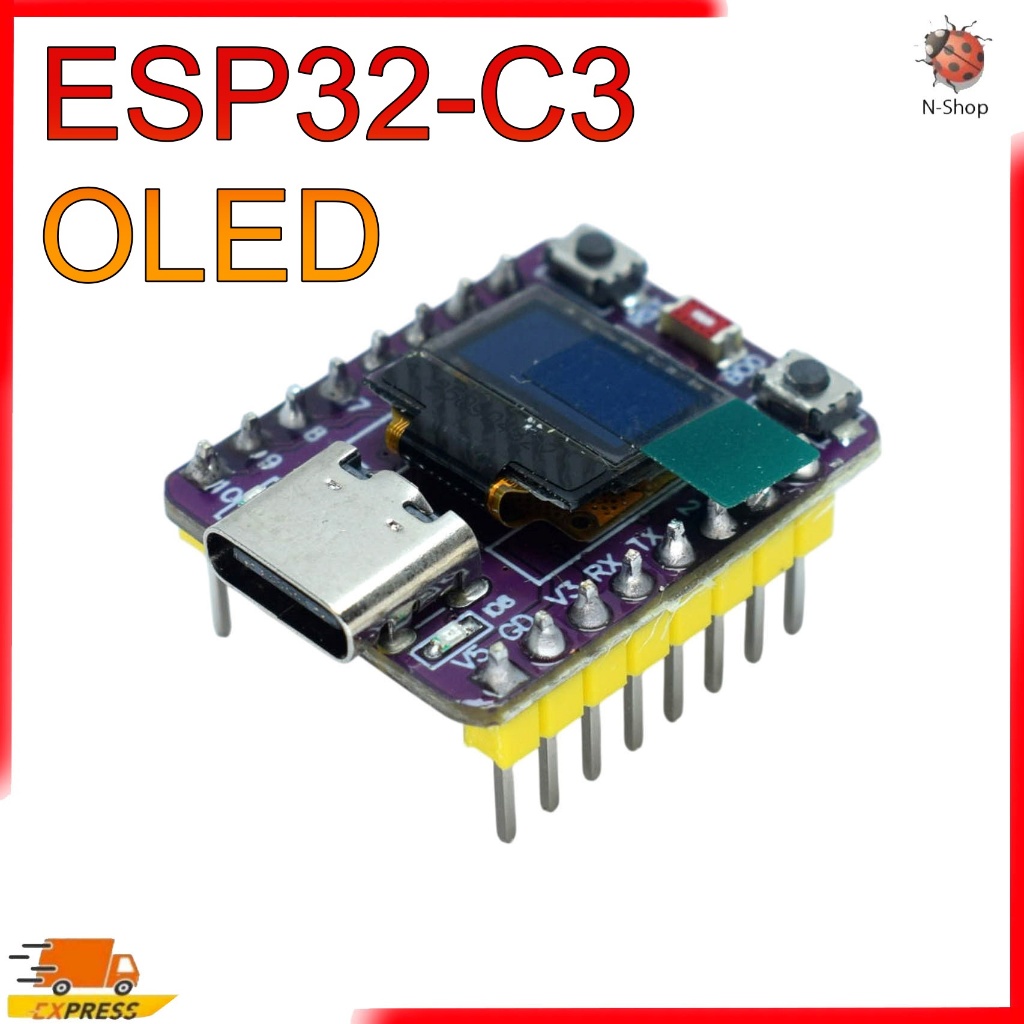 บอร์ดพัฒนา ESP32-C3 OLED 0.42 นิ้ว | WiFi 2.4GHz + Bluetooth 5 | ชิป RISC-V 32bit, Flash 4MB, รองรับ Arduino / MicroPyth