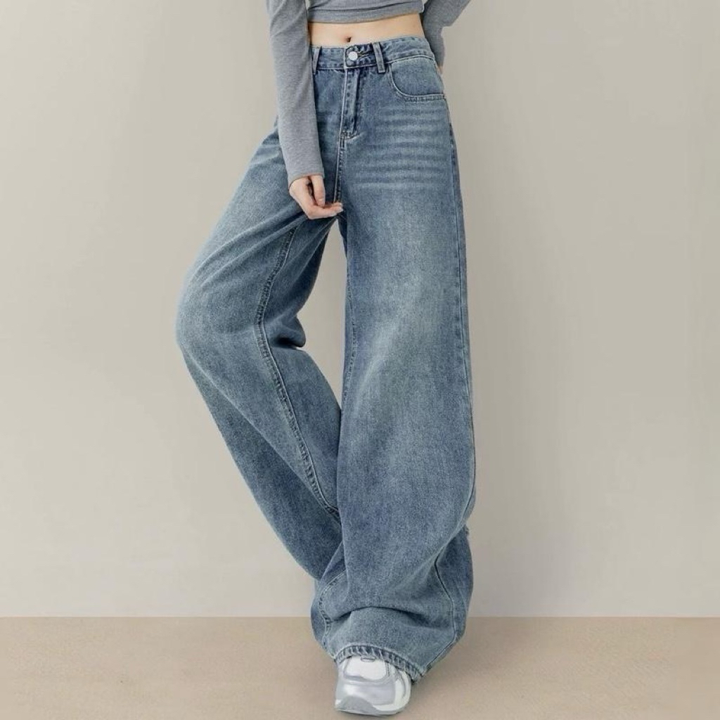 #202 (XS-6XL) jinjeans กางเกงยีนส์ขากระบอกใหญ่ baggy jeans พร้อมส่งจากไทย เลือกความยาวได้ สี light blue