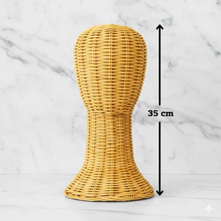หัวหุ่นหวายใส่วิกผมหุ่นใส่วิกผมขนาดความสูงรวม 35 CM หัวหวายใส่หมวกโชว์ ทำจากเส้นหวายสวยงาม พร้อมส่ง