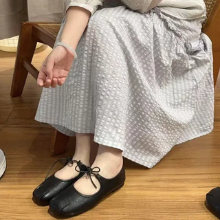 รองเท้าแมรี่เจนผู้หญิง รองเท้าส้นเตี้ยสไตล์เรโทรลำลองพร้อมดีไซน์โบว์