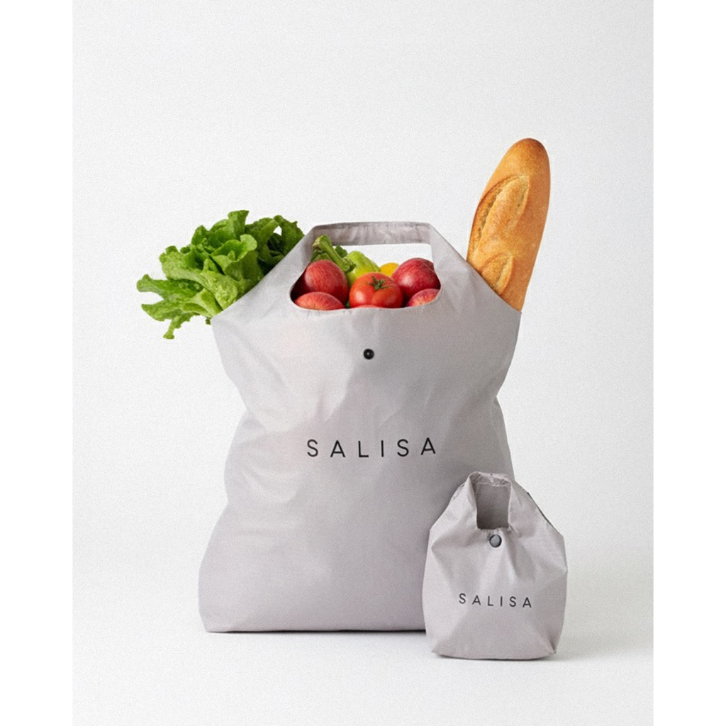 SALISA GIFT - TOTEALLY NYLON TOTE BAG Grey กระเป๋าผ้าพับเก็บได้