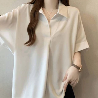 K59 🧸 เสื้อเชิ้ตคอปกแขนสั้นสาวอวบ XXXXXXL สวมง่าย ใส่ได้ทุกวัน รอบอกใหญ่ถึง 62 นิ้ว ทรงสวย ผ้าทิ้งตัวน่ารักมากๆ 🧸
