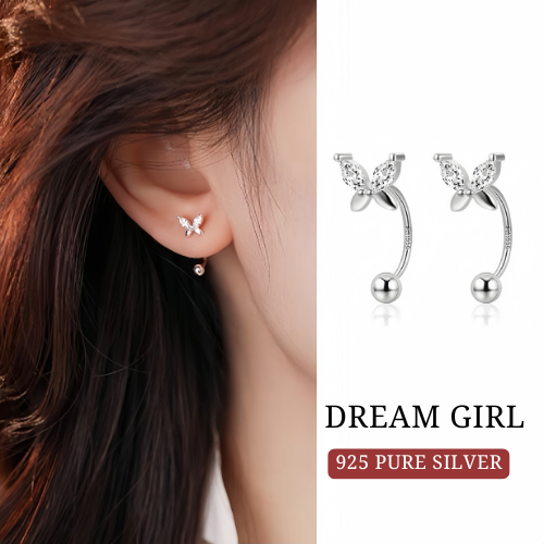 MEET💕Dream girl ต่างหูแฟชั่น ตุ้มหูเงินแท้ ต่างหูผู้หญิง ต่างหูเพชร ต่างหูผีเสื้อ earrings