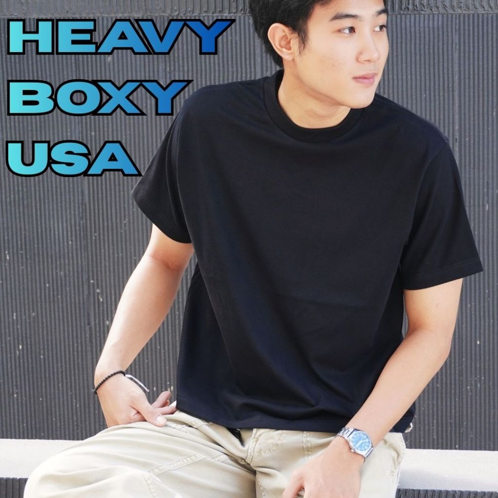 เสื้อยืด BOXY  ผ้าUSA Cotton Heavy ขาว-ดำ  เปล่า ผ้าหนา 260 GSM