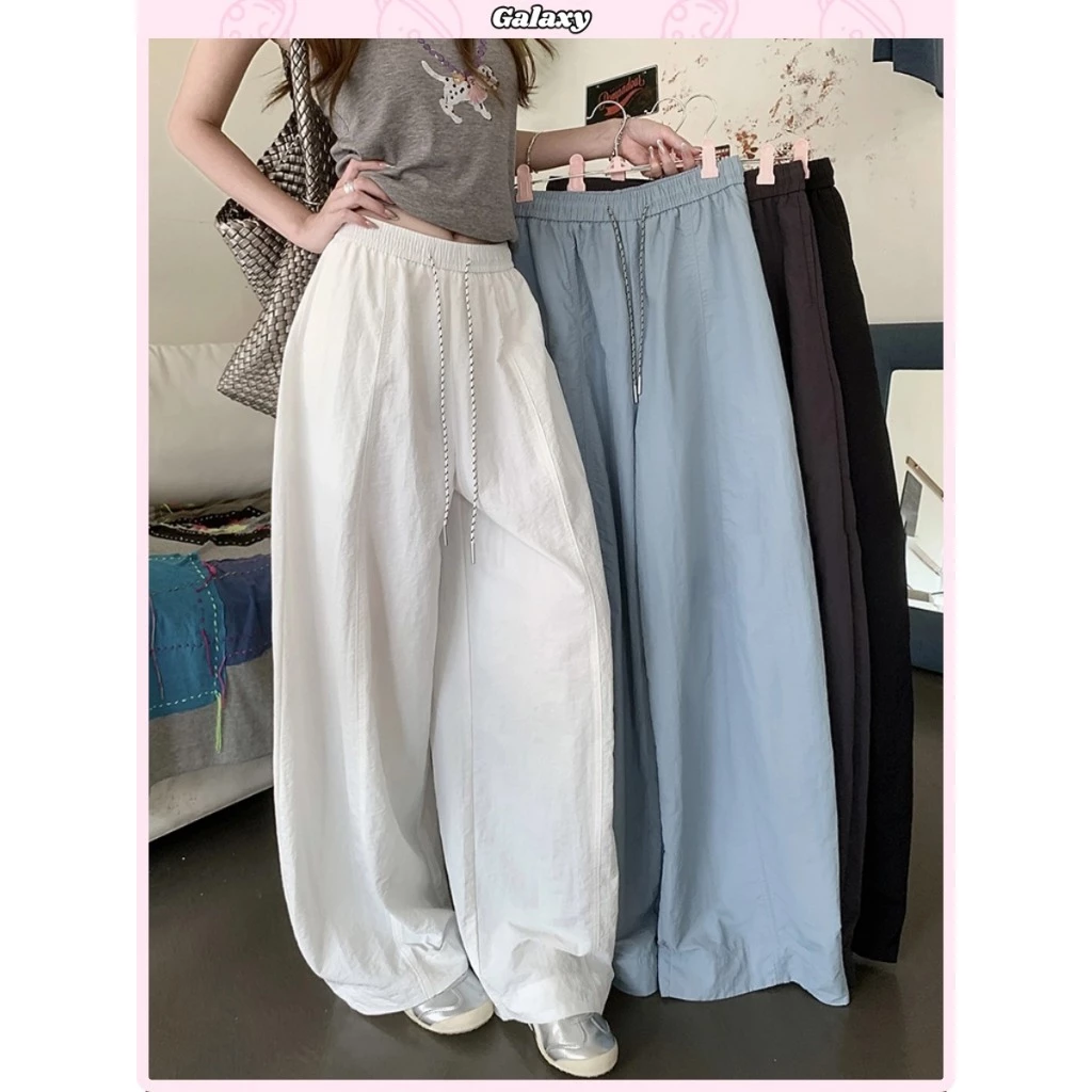 กางเกงผู้หญิง กางเกงเอวยางยืด ทรงหลวม เอวสูง ทั้งหมด4สี สไตล์สปอร์ต #010319