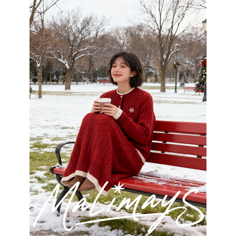 MALIMAYS - Double Cardigan คาร์ดิแกนไหมพรมขอบทูโทน [พร้อมส่ง] - รูปที่ 2