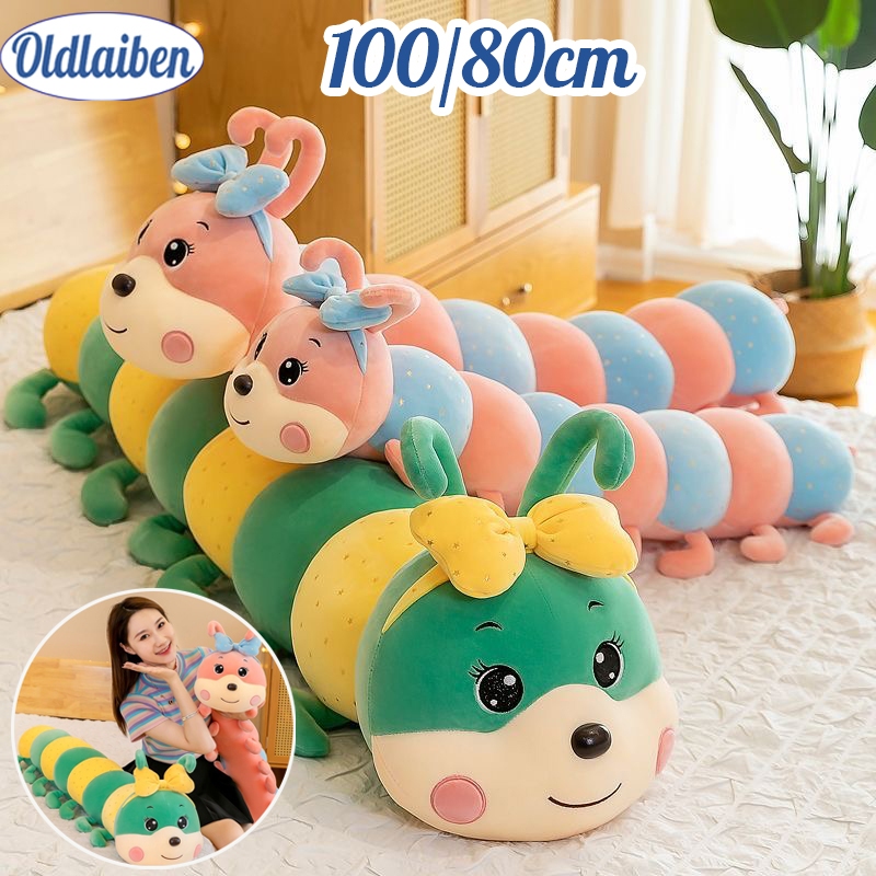 Oldlaiben 100CM ตุ๊กตาแปลกๆ หมอนกอดหนอนผีเสื้อ ของขวัญฮาๆ สุดนุ่ม ตุ๊กตาหนอนนุ่มๆ ของขวัญวันเกิด