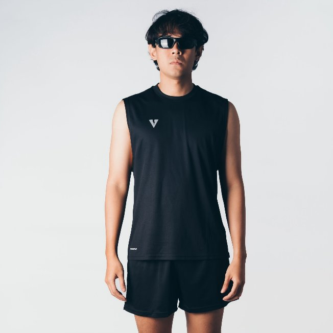 VOLT ACCE 002 RUNNING ACADEMY BLACK เสื้อแขนกุด กีฬา ออกกำลังกาย คอกลม สีดำ