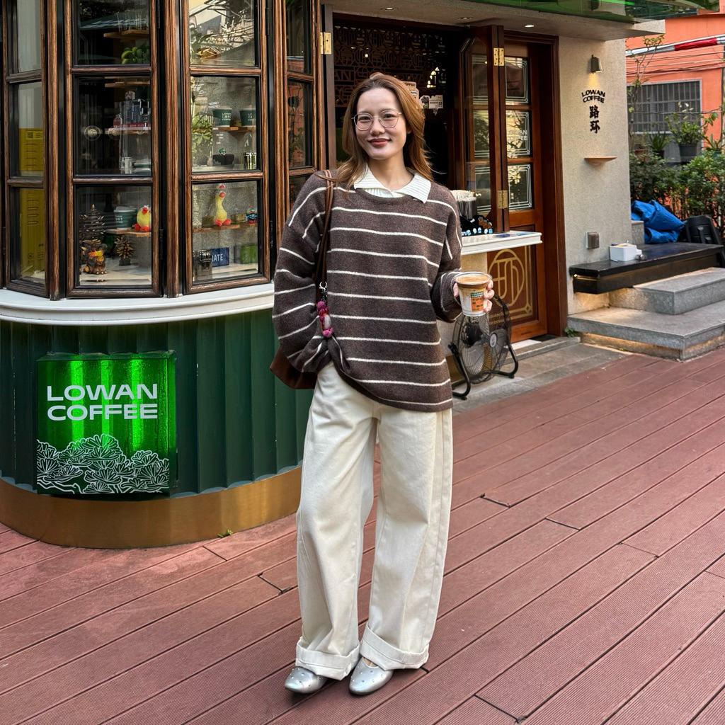 [เก็บโค้ด Trendy ลด25% เหลือ 562.-] Kiwi soft sweater (กีวี่) เสื้อ Sweater ไหมพรมลายทางเส้นเล็ก - รูปที่ 3