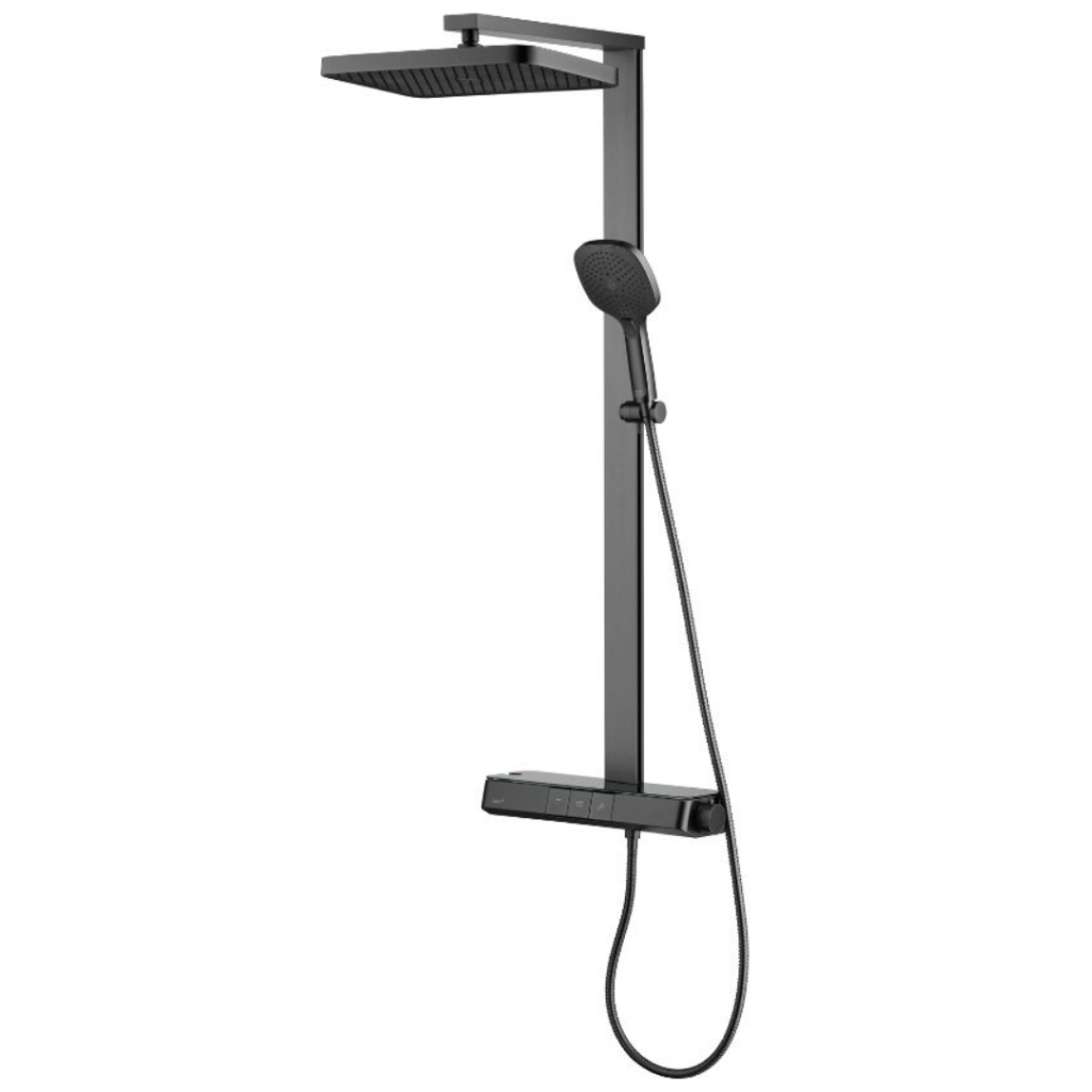 COTTO CT5104W ก๊อกผสมยืนอาบน้ำพร้อมวาล์วควบคุมอุณหภูมิ ฝักบัวสายอ่อน 3 ฟังก์ชั่น รุ่น เบรนต้า