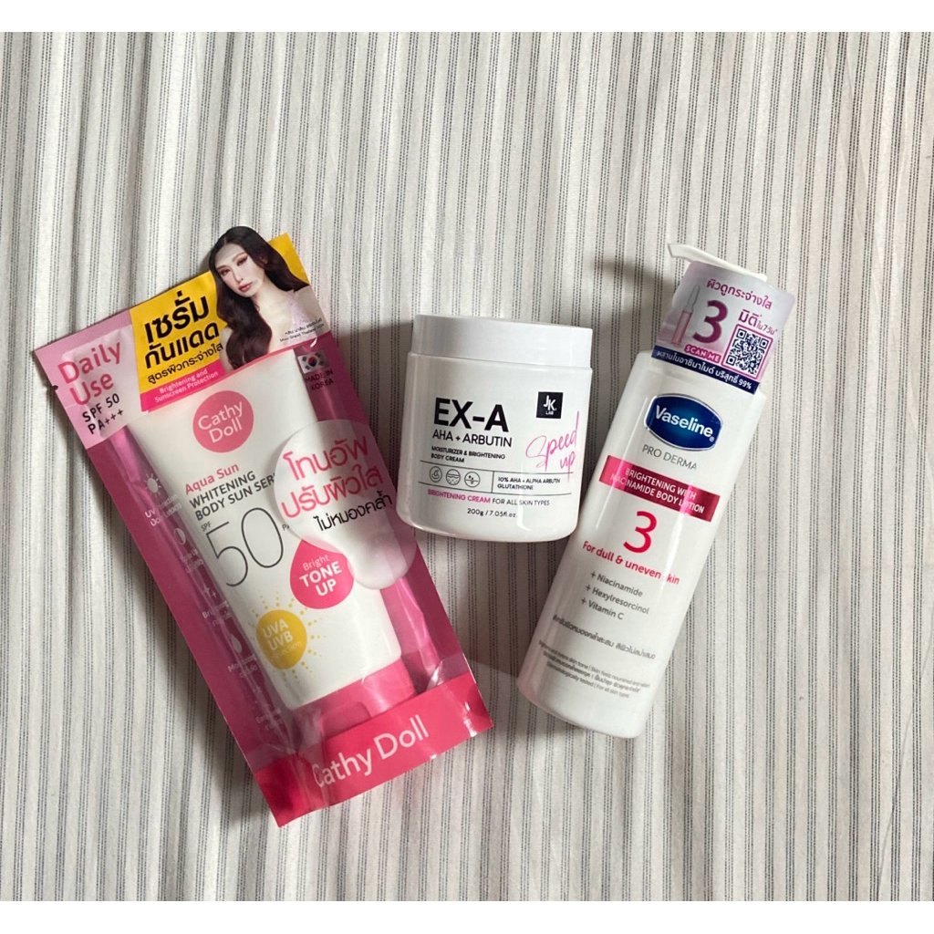 Vasline3 Niacinamide, Ex-A AHA+ARBUTIN, CathyDoll Spf50++++