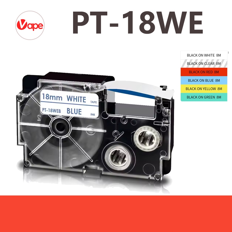 เทปพิมพ์ฉลาก Casio 18mm 9mm ใช้ได้กับ Casio CW-L300 KL-430 KL-820 KL-7000 KL-7200 KL-8100 KL-8200 KL