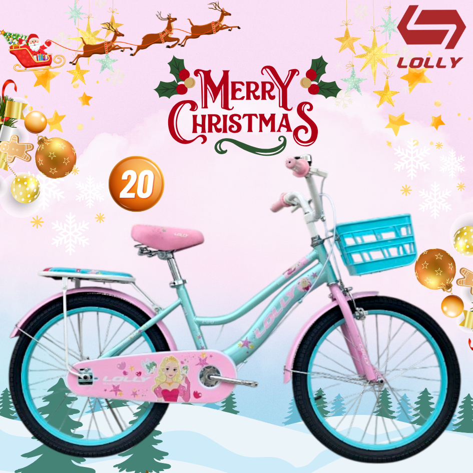 จักรยานเด็กผู้หญิง จักรยานวงล้อ20นิ้ว จักรยานลายเจ้าหญิง รุ่นY20 ตะกร้าหน้าแข็งแรง เบาะปลดเร็วตัว เบาะสกรีนลายเจ้าหญิง