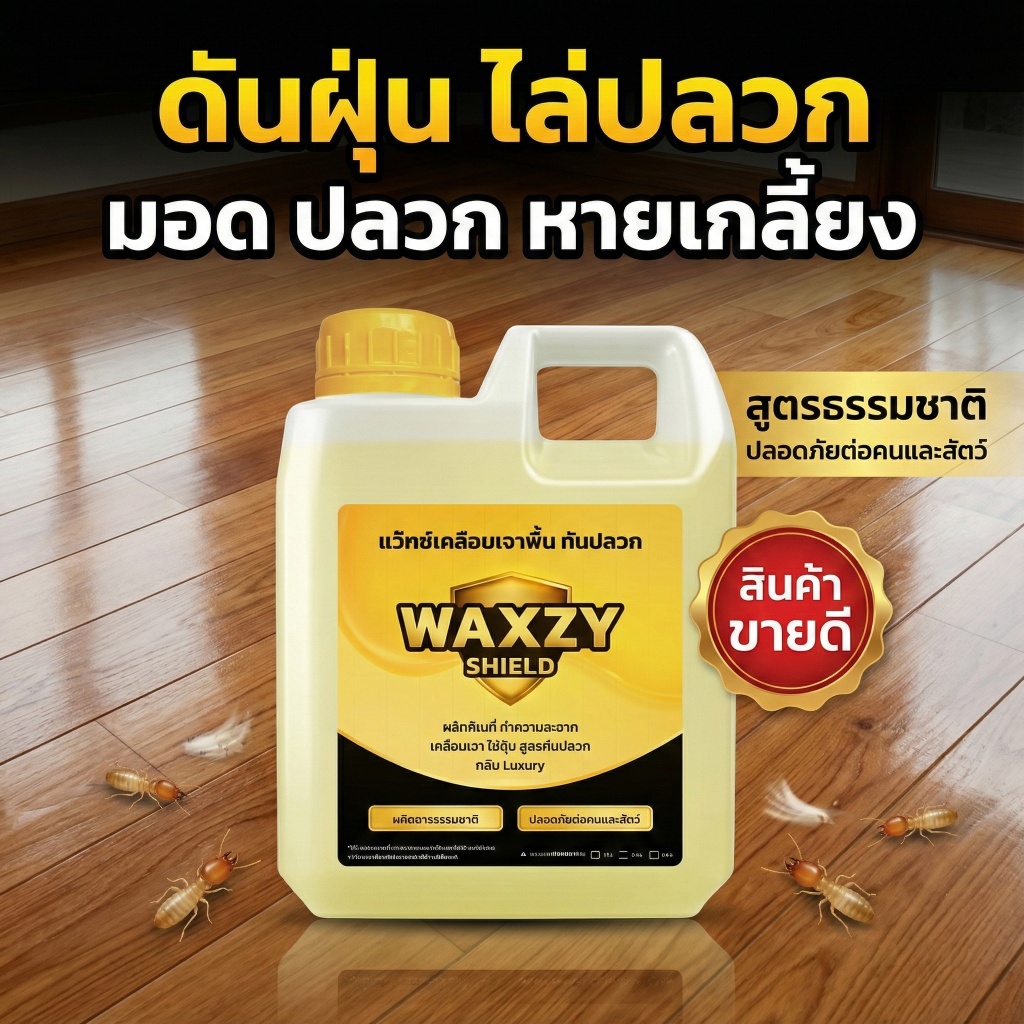 [ขายดี] Waxzy shilde ขี้ผึ้งเคลือบเงา ขี้ผึ้งทาไม้ ไล่ปลวก ชุบชีวิตเฟอร์นิเจอร์ไม้ และทุกพื้นผิวขนาด 1 ลิตร