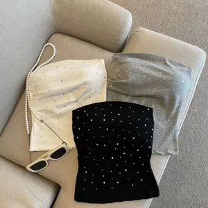 พร้อมส่งในไทย** เกาะอกมีฟองน้ำในตัว แต่งเพชรด้านหน้า ผ้านิ่มยืดตามตัว Y301