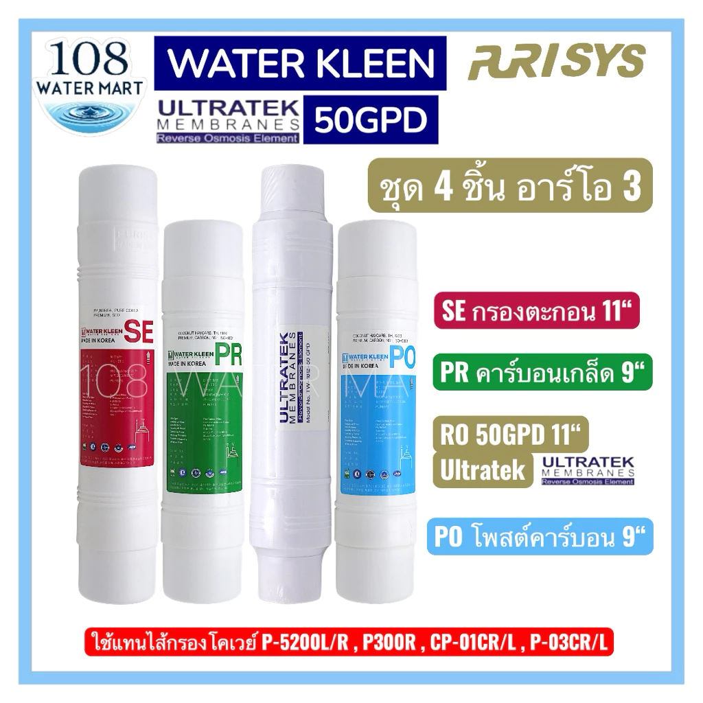 ชุดไส้กรอง RO 4 ชิ้น สำหรับ Coway P-5200L/R P300R CP-01CR/L P-03CR/L thumbnail 4