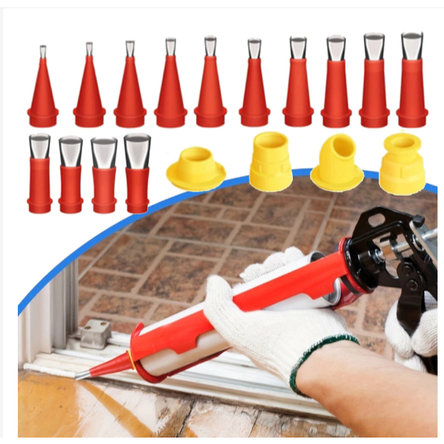 23ชิ้น ชุดหัวปาดซิลิโคน หัวฉีดกาว หัวประตูหน้าต่าง ผนังร่วมกาวพร้อมฐานกาว