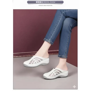 Shoes I amm B34 **ร้านจริงส่งตรงจากนครนายก** รองเท้าสุขภาพสวมหัวมน เปิดส้นซีทรู น้ำหนักเบา ซัพพอร์ตการเดินสบาย