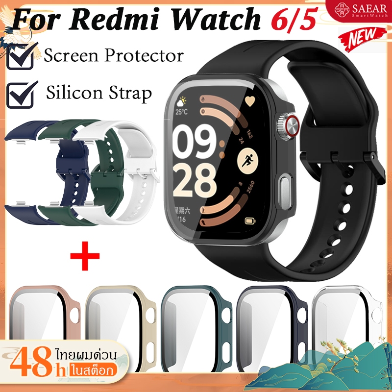 【สาย+เคส】สาย Redmi watch 6 5 PCสายยาง + PC กรณีนาฬิกา Smartwatchs Xiaomi Redmi watch 6 5 สาย +เคสพร้อมฟิล์มป้องกันรอยขีด