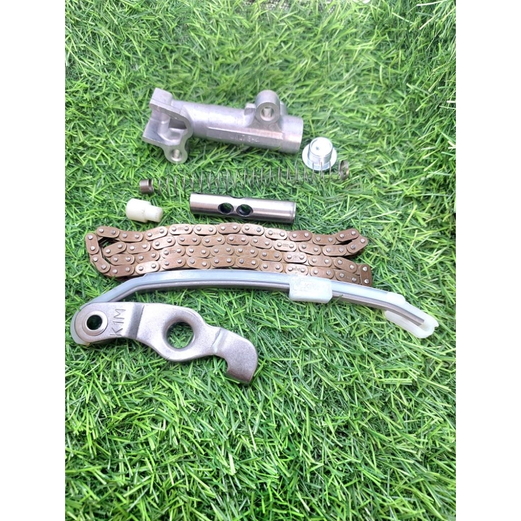 ชุดโซ่ลาวลิ้นแต่งชับเสียง90ข้อ+สะพานกดโซ่+ยางอุดสีขาว+ชุดกระบอดันโซ่เกรดแท้ รถ รถw110i2021 w125i2023