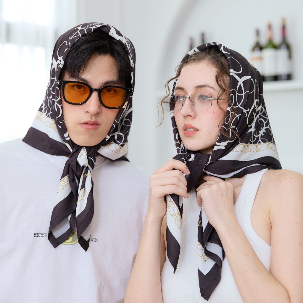 Muslin Pajamas Silk Satin รุ่น Muslin scarf รุ่น (Z1 - Z8) | ผ้าพันคอดำ,ผ้าคลุมไหล่,ผ้าโพกหัวดำ