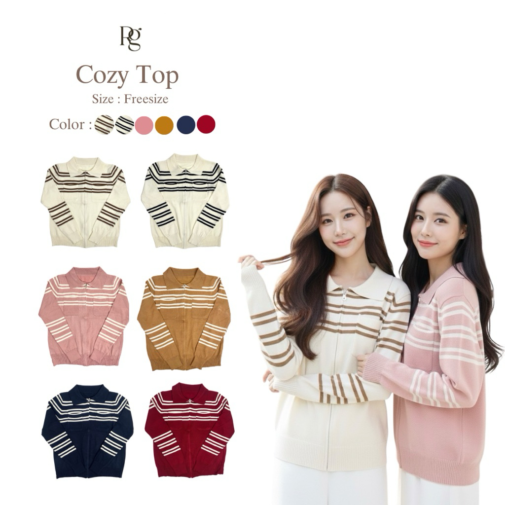 Cozy top | เสื้อแขนยาวไหมพรมเนื้อนุ่ม ซิปหน้ามีกระเป๋า ผ้านิ่มใส่สบาย กันหนาว กันแดด